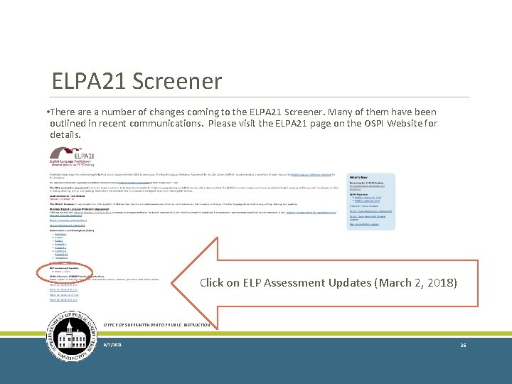 ELPA 21 Screener • There a number of changes coming to the ELPA 21