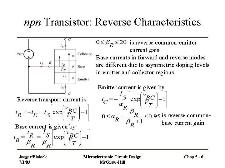 npn Transistor: Reverse Characteristics is reverse common-emitter current gain Base currents in forward and npn Transistor: Reverse Characteristics is reverse common-emitter current gain Base currents in forward and