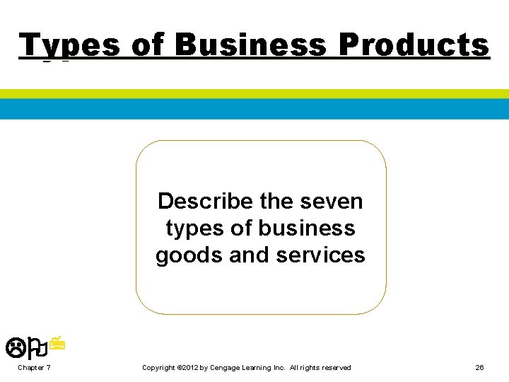 Types of Business Products Describe the seven types of business goods and services LO