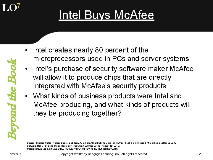 Beyond the Book LO 7 Intel Buys Mc. Afee • Intel creates nearly 80