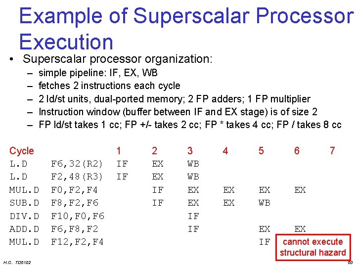 Example of Superscalar Processor Execution • Superscalar processor organization: – – – simple pipeline: