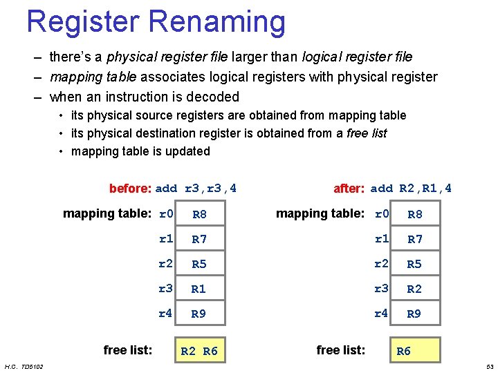 Register Renaming – there’s a physical register file larger than logical register file –
