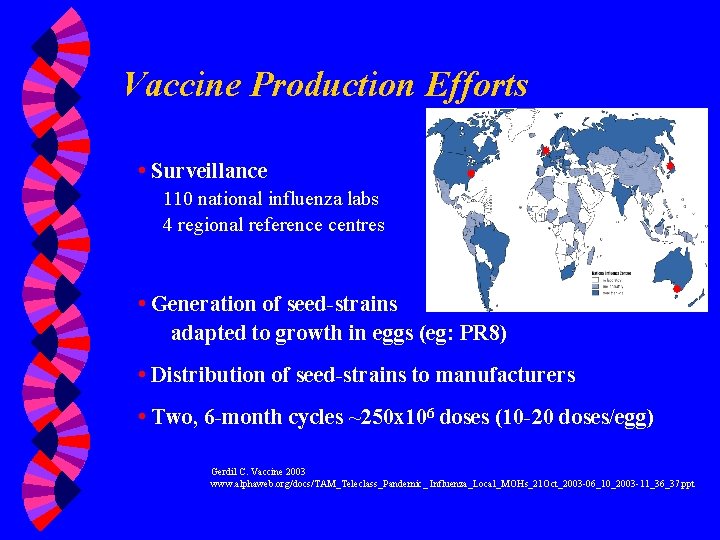 Vaccine Production Efforts • Surveillance 110 national influenza labs 4 regional reference centres •