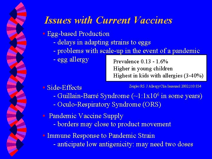 Issues with Current Vaccines • Egg-based Production - delays in adapting strains to eggs