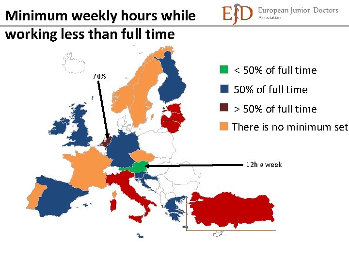 Minimum weekly hours while working less than full time 70% < 50% of full