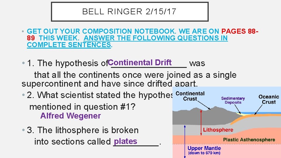 BELL RINGER 2/15/17 • GET OUT YOUR COMPOSITION NOTEBOOK. WE ARE ON PAGES 8889