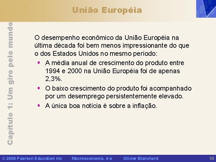 Capítulo 1: Um giro pelo mundo União Européia O desempenho econômico da União Européia