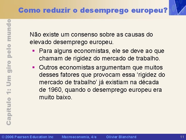 Capítulo 1: Um giro pelo mundo Como reduzir o desemprego europeu? Não existe um