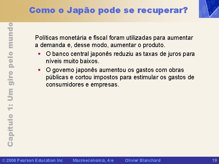 Capítulo 1: Um giro pelo mundo Como o Japão pode se recuperar? Políticas monetária