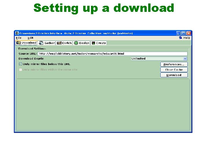 Setting up a download 