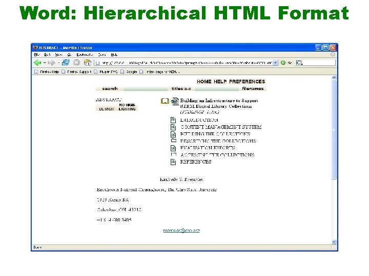 Word: Hierarchical HTML Format 
