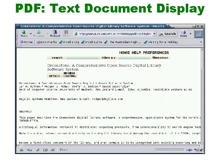 PDF: Text Document Display 