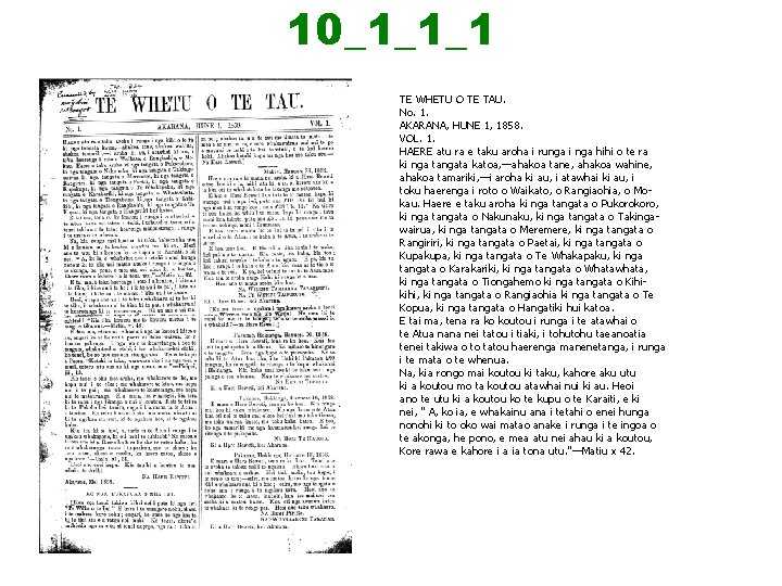 10_1_1_1 TE WHETU O TE TAU. No. 1. AKARANA, HUNE 1, 1858. VOL. 1.