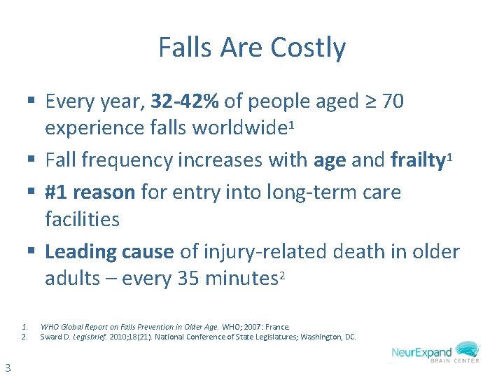 Falls Are Costly § Every year, 32 -42% of people aged ≥ 70 experience