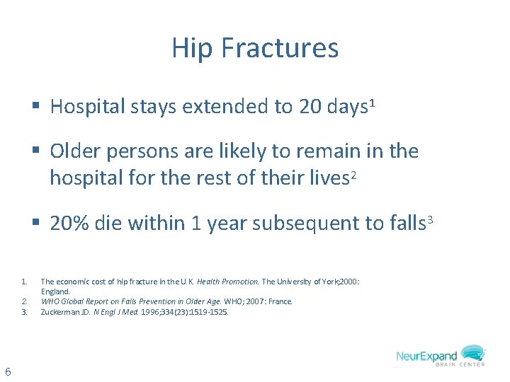 Hip Fractures § Hospital stays extended to 20 days 1 § Older persons are
