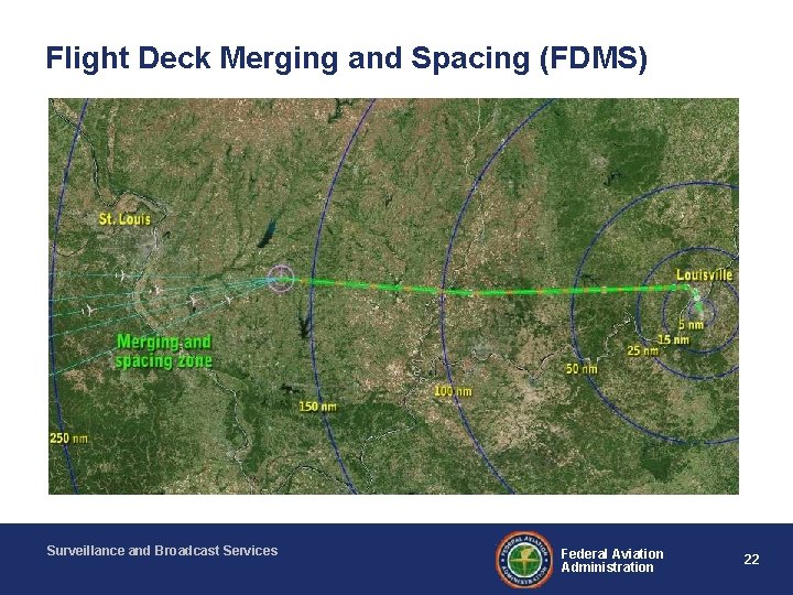 Flight Deck Merging and Spacing (FDMS) Surveillance and Broadcast Services Federal Aviation Administration 22