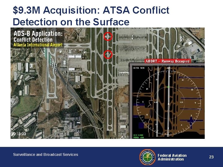 $9. 3 M Acquisition: ATSA Conflict Detection on the Surface Surveillance and Broadcast Services