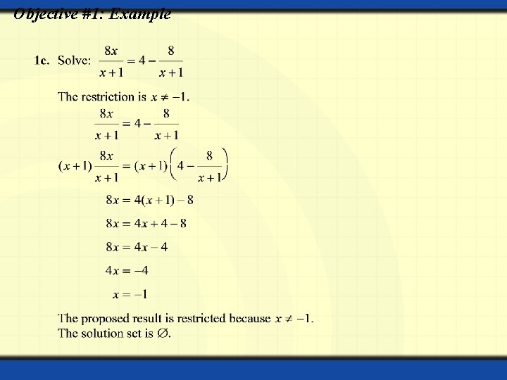 Objective #1: Example 