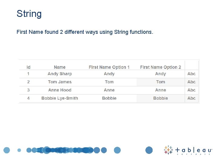 String First Name found 2 different ways using String functions. 
