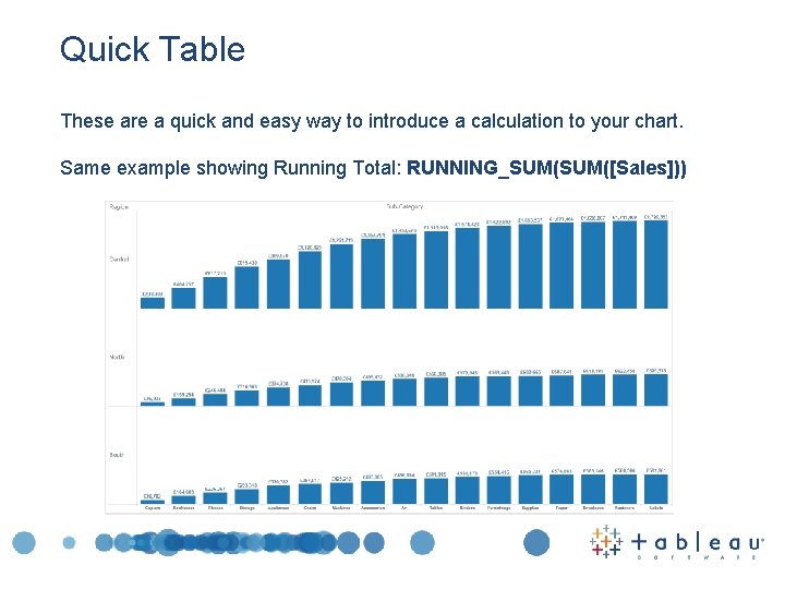 Quick Table These are a quick and easy way to introduce a calculation to