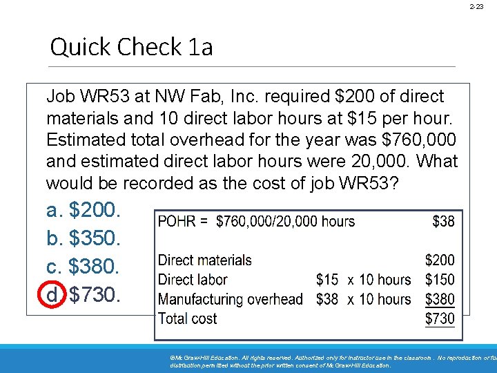 2 -23 Quick Check 1 a Job WR 53 at NW Fab, Inc. required