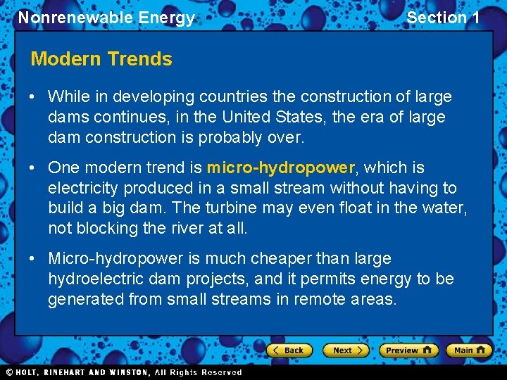 Nonrenewable Energy Section 1 Modern Trends • While in developing countries the construction of