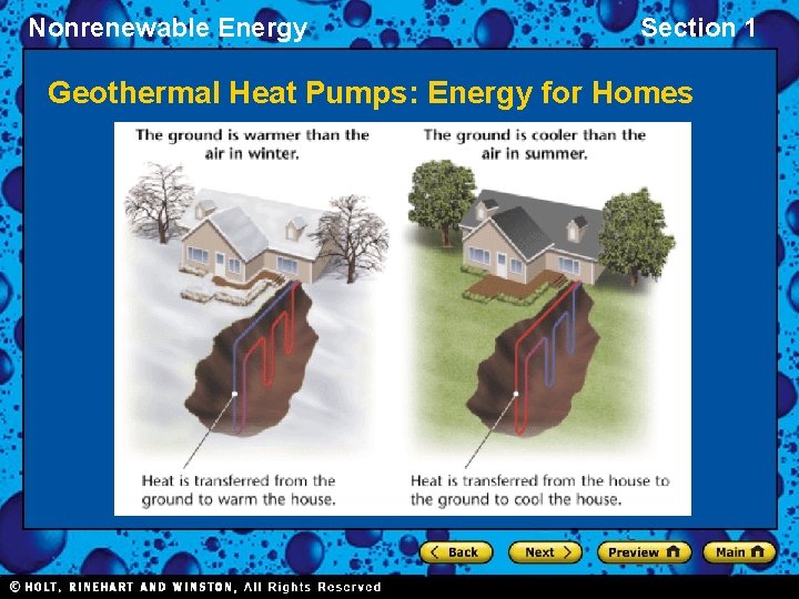 Nonrenewable Energy Section 1 Geothermal Heat Pumps: Energy for Homes 