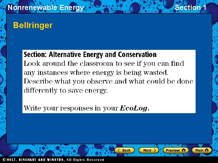 Nonrenewable Energy Bellringer Section 1 