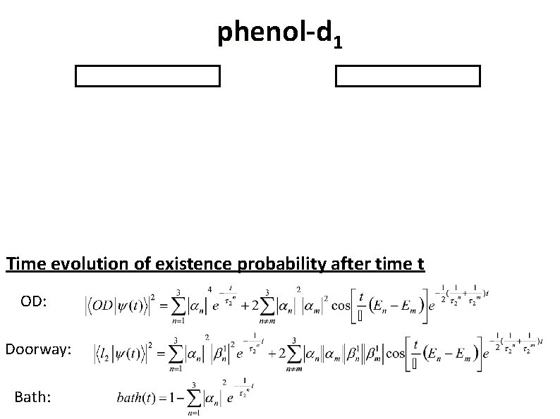 phenol-d 1 Time evolution of existence probability after time t OD: Doorway: Bath: 