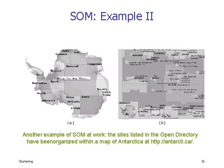 SOM: Example II Another example of SOM at work: the sites listed in the