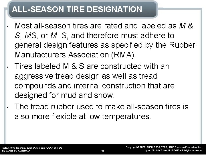 ALL-SEASON TIRE DESIGNATION • • • Most all-season tires are rated and labeled as