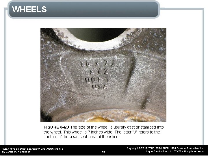 WHEELS FIGURE 3– 23 The size of the wheel is usually cast or stamped