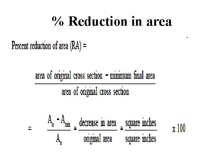 % Reduction in area 