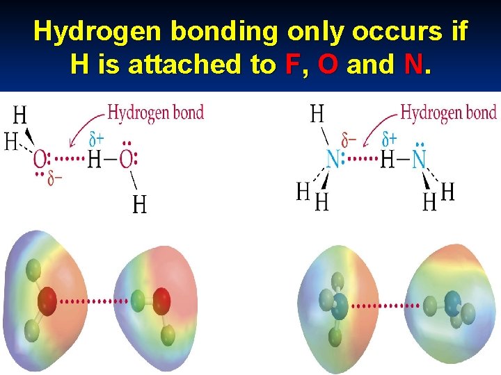 Hydrogen bonding only occurs if H is attached to F, O and N. 