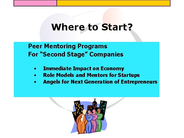 Where to Start? Peer Mentoring Programs For “Second Stage” Companies • • • Immediate