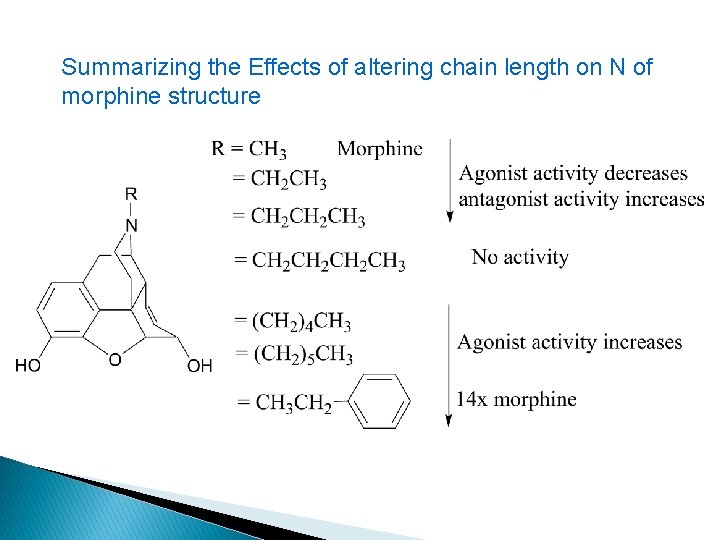 Summarizingthe the. Effectsofofalteringchainlengthon on. NNofof morphinestructure 