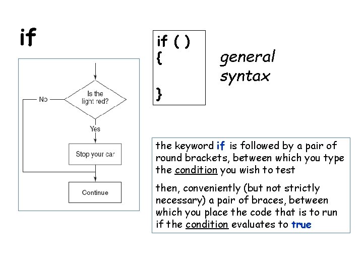 if if ( ) { } general syntax the keyword if is followed by if if ( ) { } general syntax the keyword if is followed by