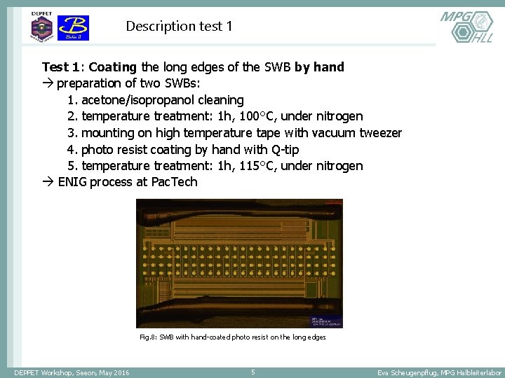 Description test 1 Test 1: Coating the long edges of the SWB by hand