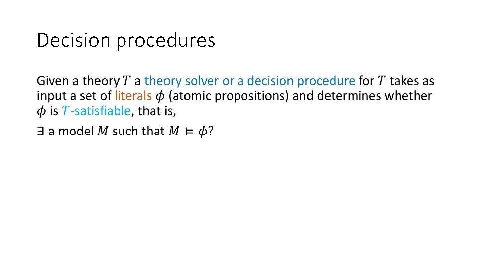 Decision procedures • 