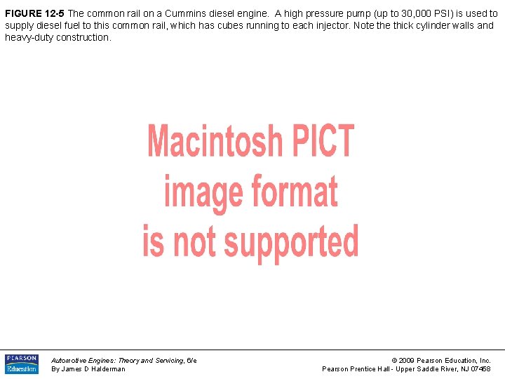 FIGURE 12 -5 The common rail on a Cummins diesel engine. A high pressure