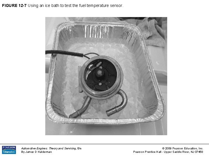 FIGURE 12 -7 Using an ice bath to test the fuel temperature sensor. Automotive