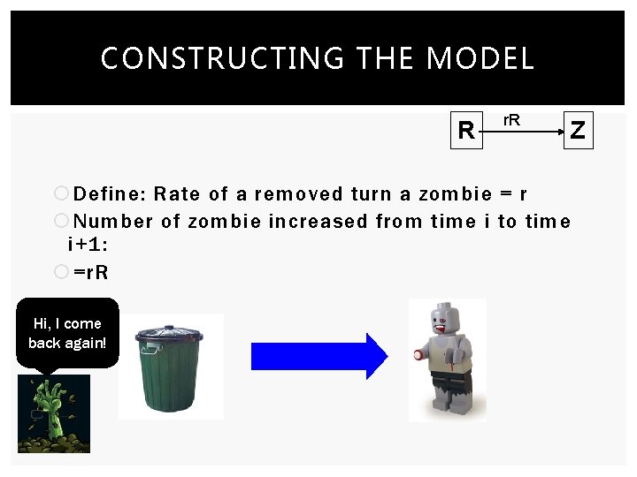 CONSTRUCTING THE MODEL R r. R Z Define: Rate of a removed turn a