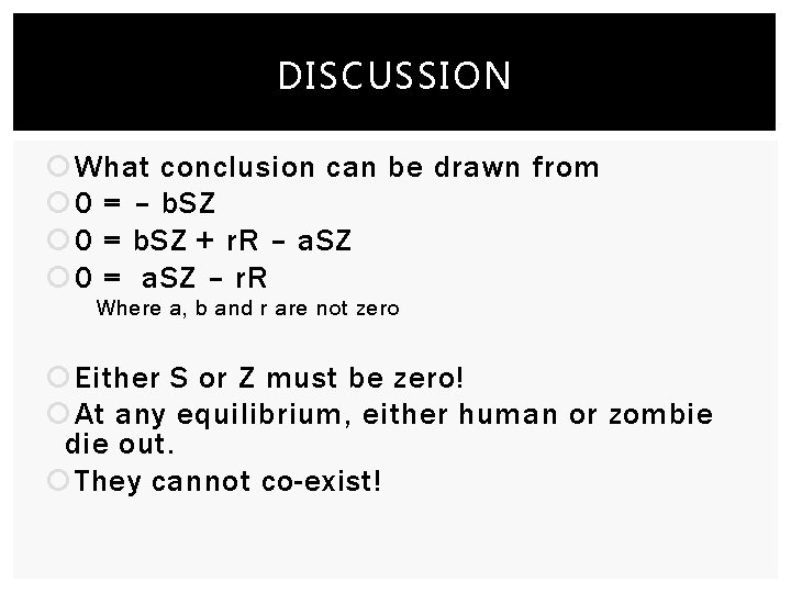 DISCUSSION What conclusion can be drawn from 0 = – b. SZ 0 =
