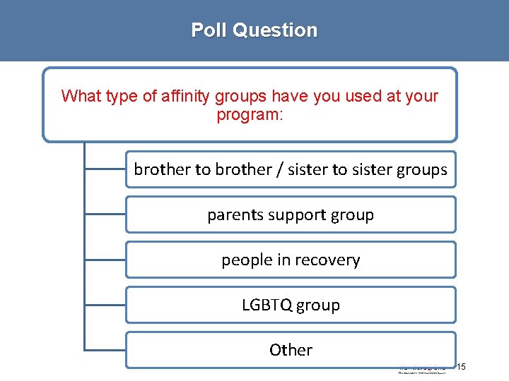 Poll Question What type of affinity groups have you used at your program: brother