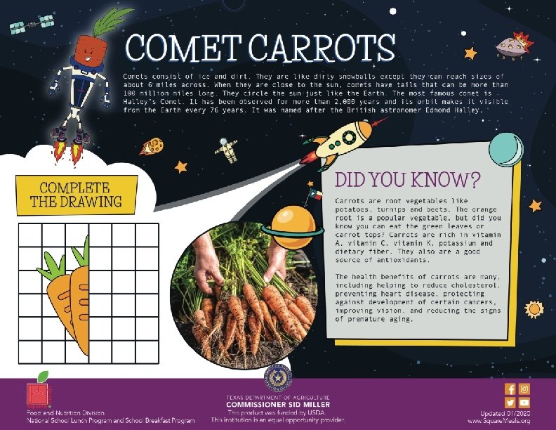 “Comet Carrots” Comets consist of ice and dirt. They are like dirty snowballs except