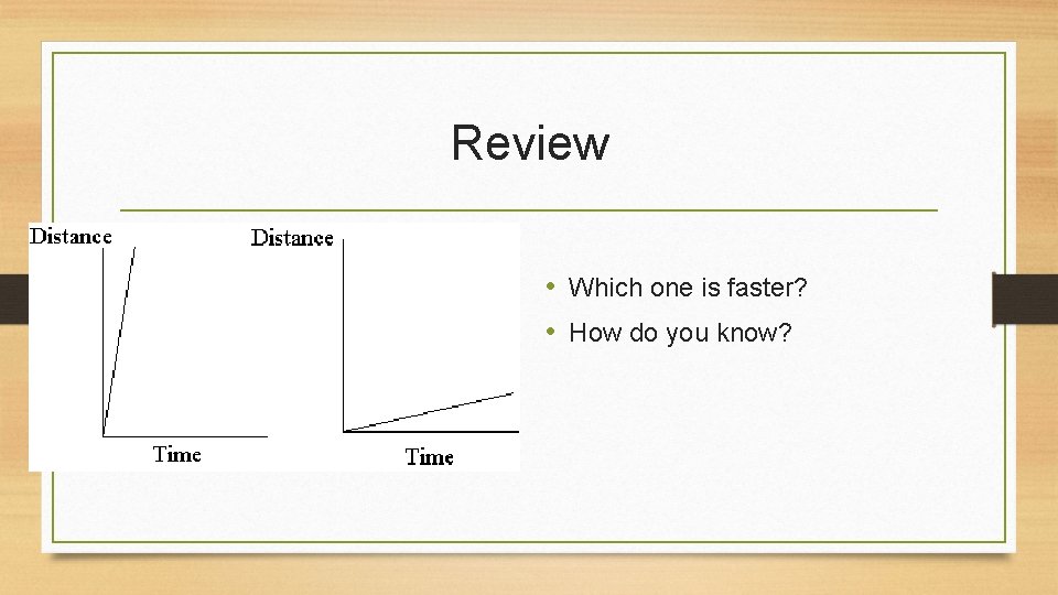 Review • Which one is faster? • How do you know? 