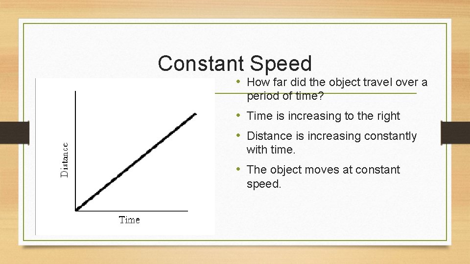 Constant Speed • How far did the object travel over a period of time?