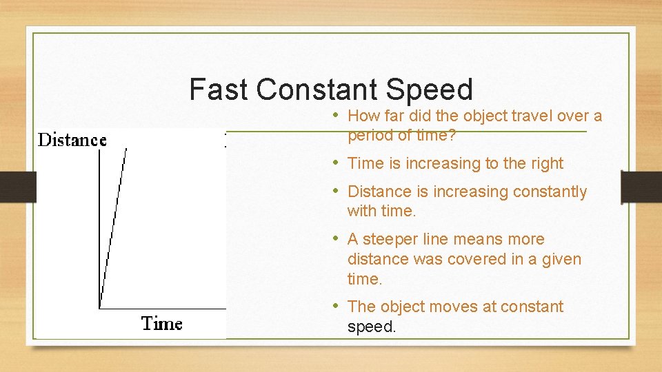 Fast Constant Speed • How far did the object travel over a period of