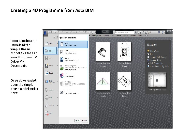 Creating a 4 D Programme from Asta BIM From Blackboard – Download the Simple