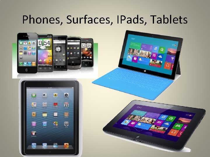 Phones, Surfaces, IPads, Tablets 